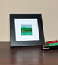 Wool & textile needle felted picture, 4"x4" framed, field with gold (1)