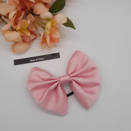 Hair bow bobble in pink satin fabric. 3 for 2 offer.   