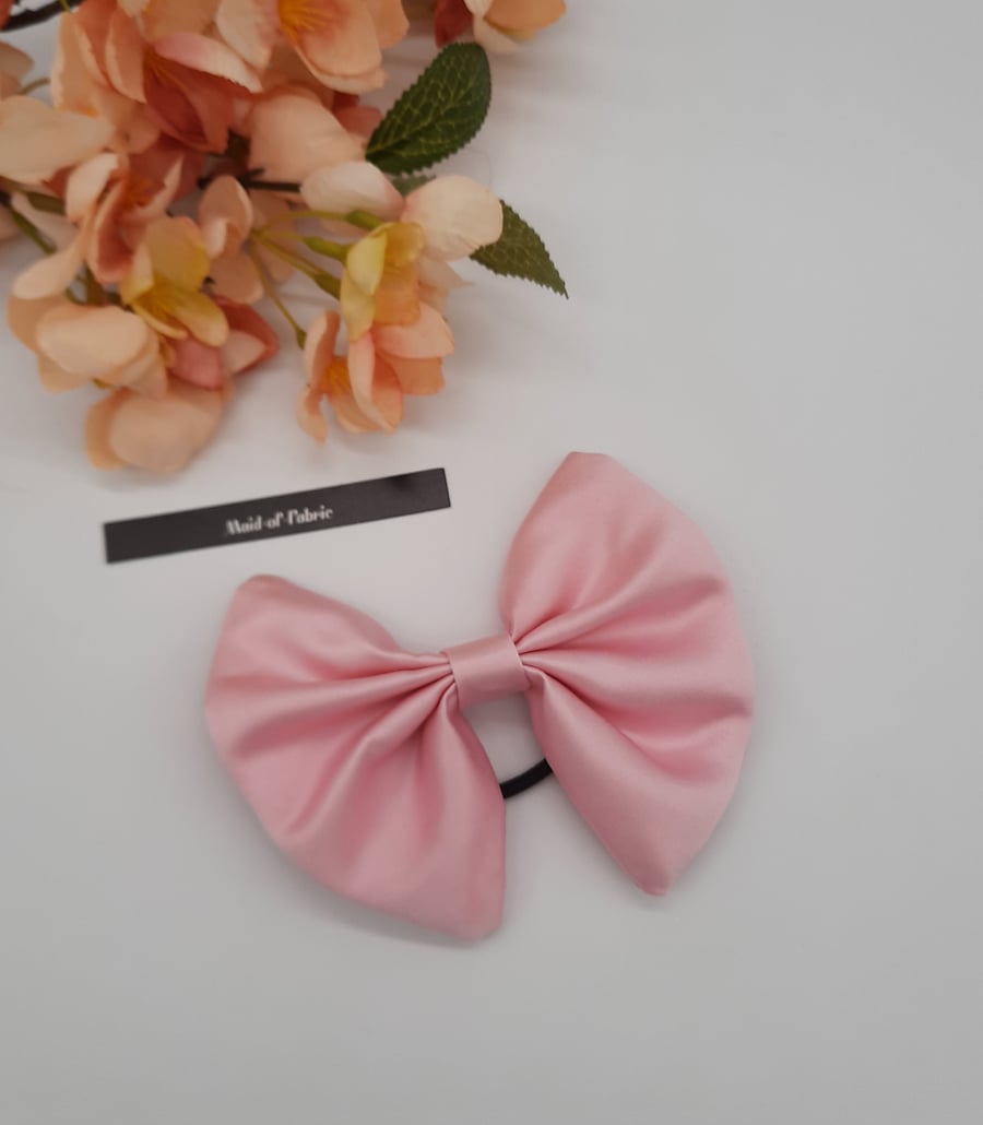 Hair bow bobble in pink satin fabric. 3 for 2 offer.   