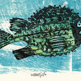 Woodfish, Limited Edition, Original Print, Reduction Woodcut, Colour print, Fish