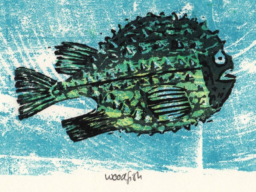 Woodfish, Limited Edition, Original Print, Reduction Woodcut, Colour print, Fish