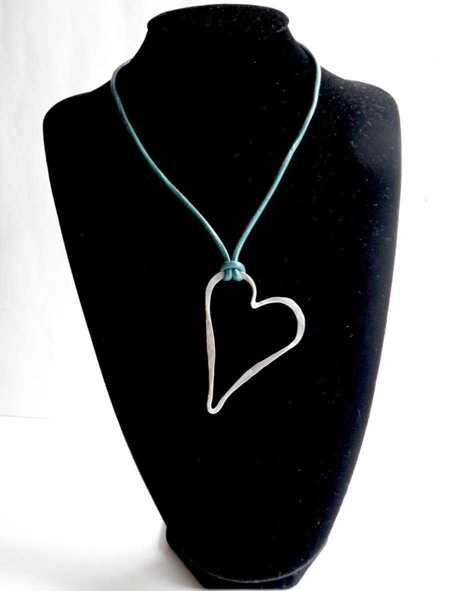  Silver Heart Large Necklace