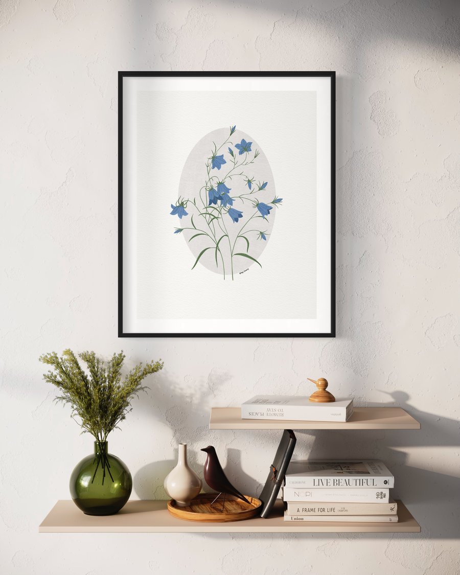 Dainty Bluebells Botanical Illustration Art Print