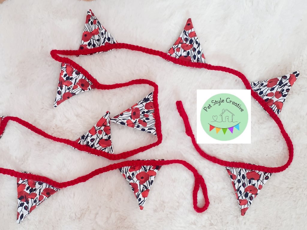 Poppy Fabric 2 metre Bunting