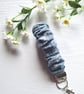 Dusky Blue Butterfly Scrunchie Wristlet Keychain Soft Fabric Key Fob