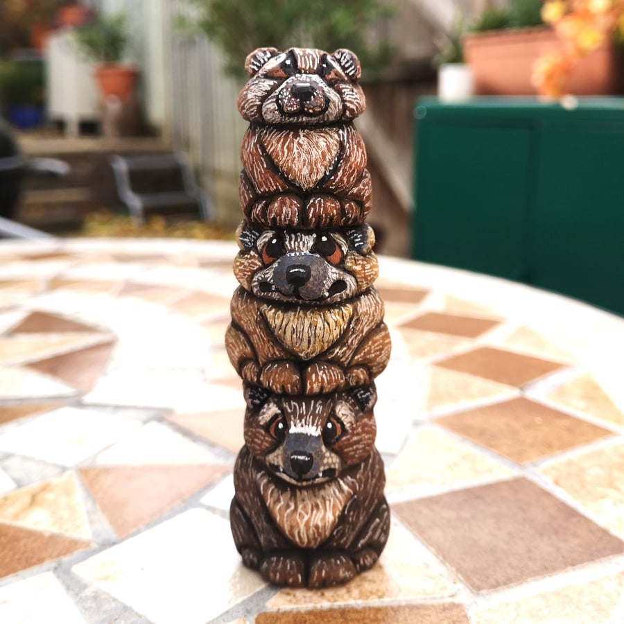 RESERVED Harry, Horrace and Hector the Hyraxes - Hand-carved and painted wood 