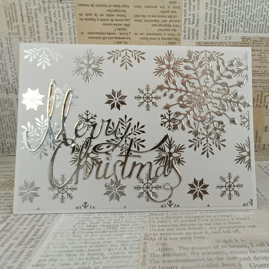 Silver snowflake Christmas card