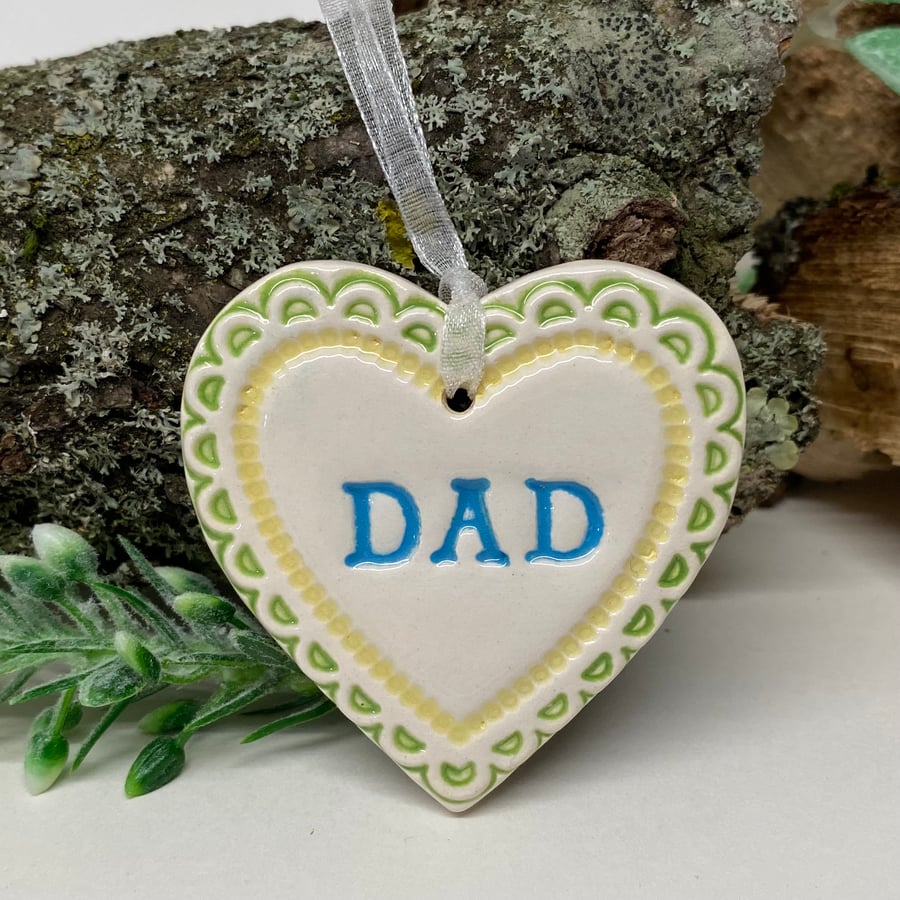 Small Ceramic heart decoration Dad