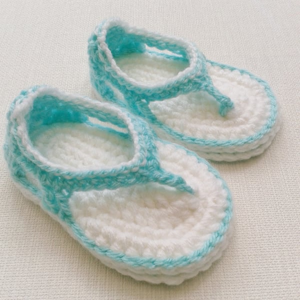 0-6 Months Baby boy & girl pastel green and white sandals, gift and accessory