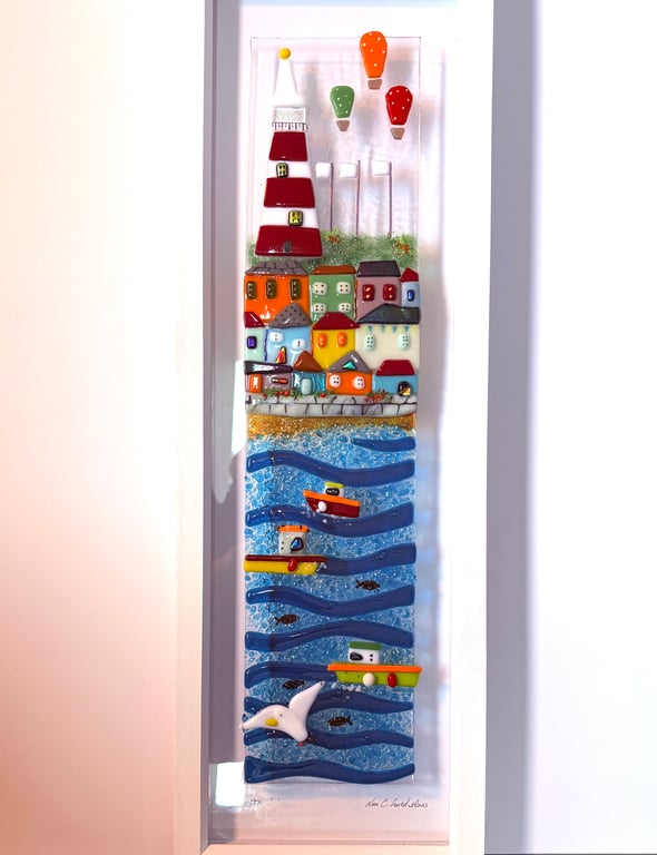 Smeatons tower Plymouth - fused glass artwork 