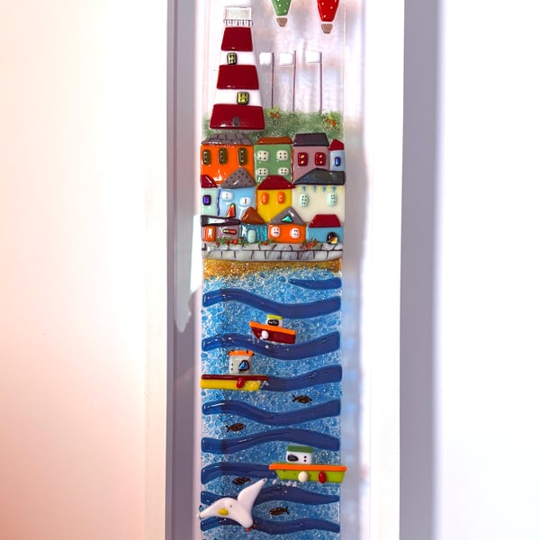 Smeatons tower Plymouth - fused glass artwork 