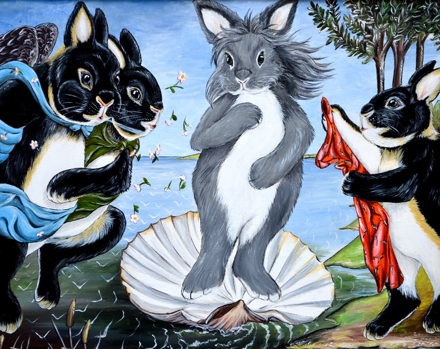 Pet Portrait Your Animal Painted in Classic Art Style Cat Dog Rabbit etc 10 x 14