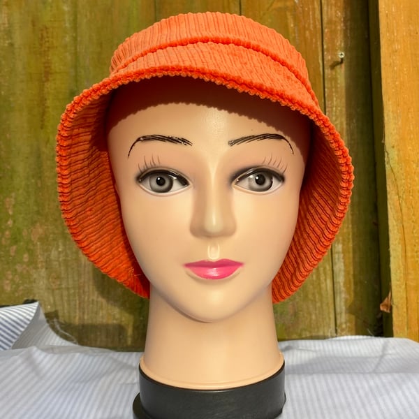 Handmade Orange Corduroy Bucket Hat