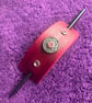 Dyed Red Leather Hair Stick Barrette - Florentine centre with 3 Pink Gems