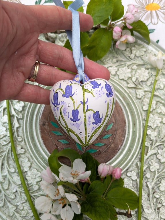 Bluebell hand-painted ceramic bauble decoration 