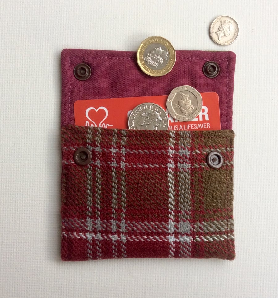 Coin Purse, credit card wallet, wool tartan