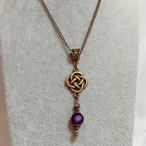 Purple Agate & Bronze Necklace