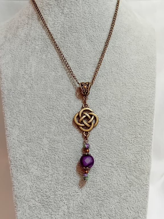 Purple Agate & Bronze Necklace