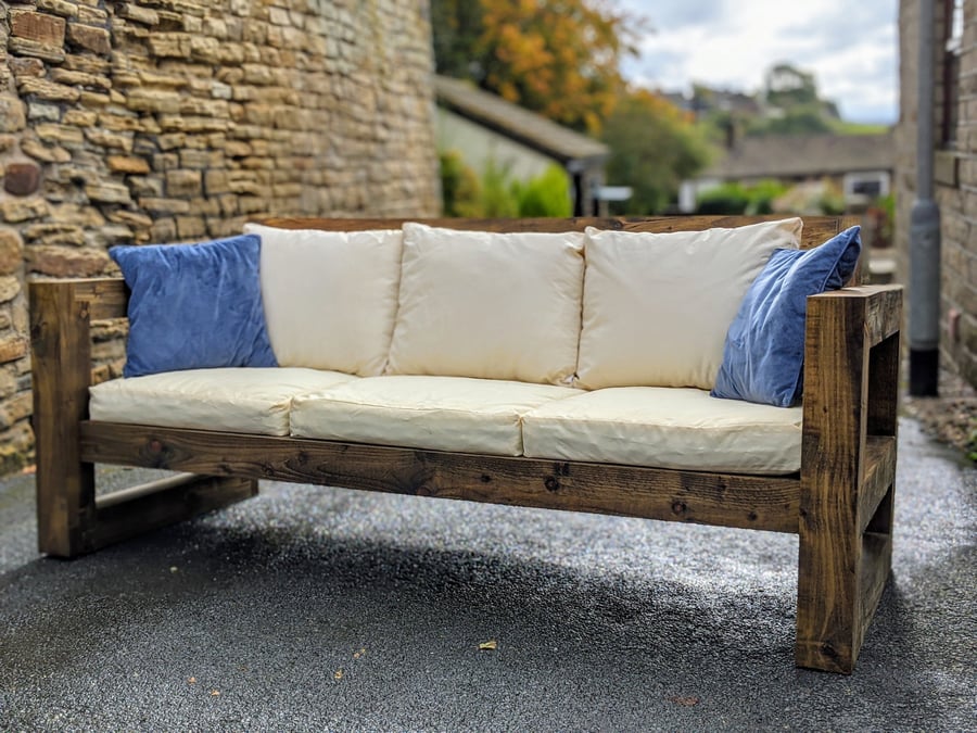 RusticIndustrial Solid Wood Garden SofaBenchChairLounger