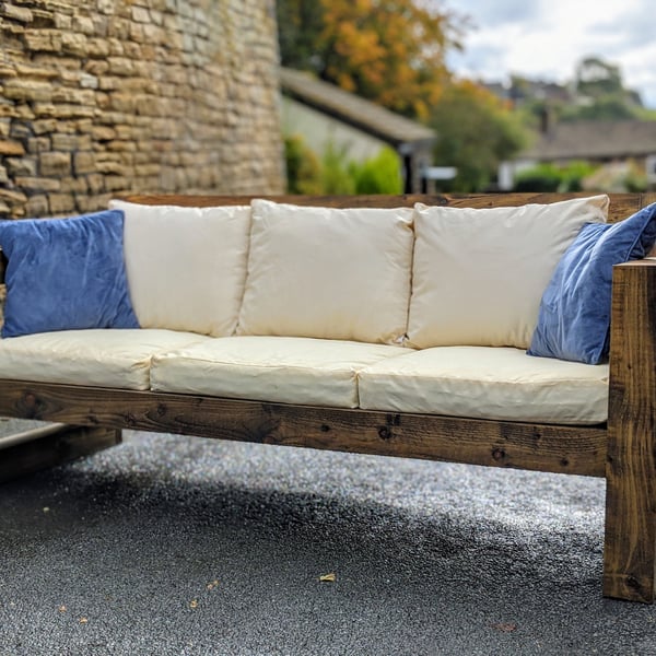 RusticIndustrial Solid Wood Garden SofaBenchChairLounger