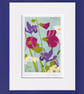 Hollyhocks - flower print with mount - Image 1
