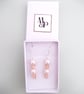 White Faux Pearl & Pink Glass Bead Silver Drop Earrings - Image 5