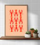 Watercolour Lobster Print - Pink & Orange Lobsters - Coastal Kitchen Wall Art - Image 5