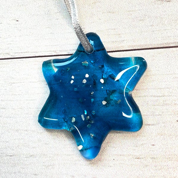 Your a star- fused glass blue star 