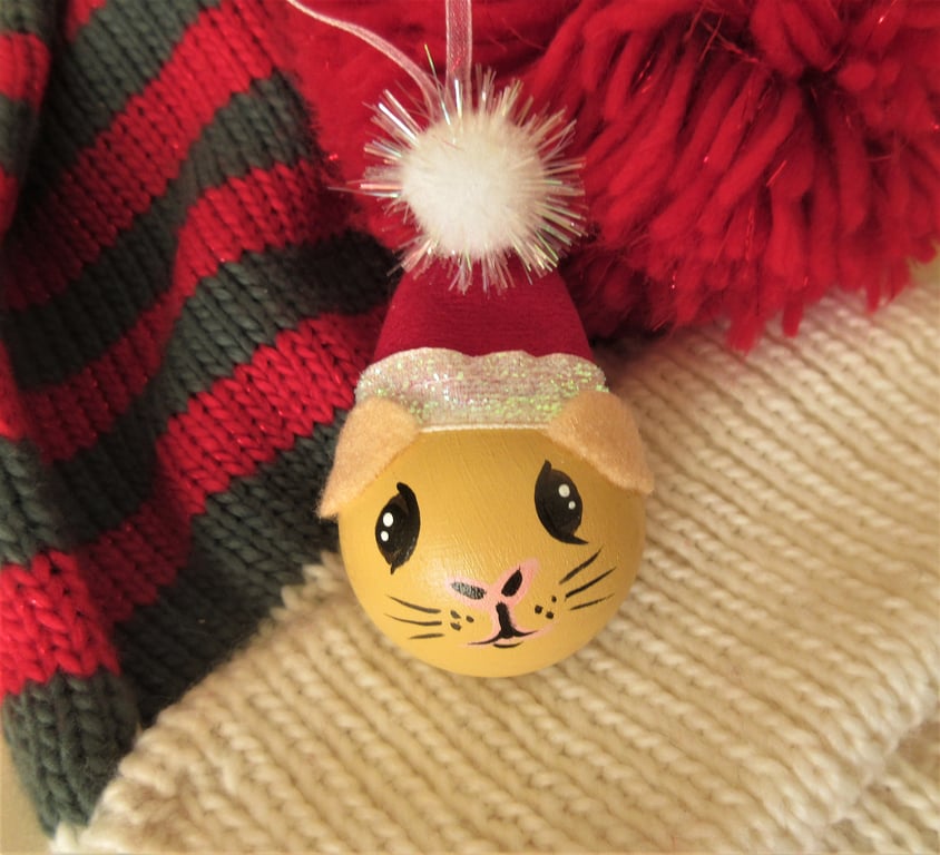 Guinea Pig Christmas Bauble Hanging Decoration