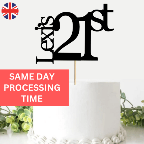 21st Birthday Cake Topper, Happy 21st Birthday Cake Topper, Custom Cake Topper