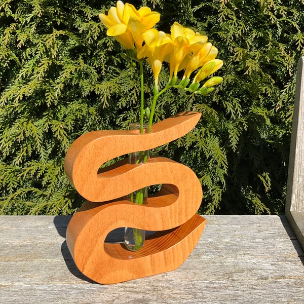 'S' Shape beech Wood  Bud Vase (WBV13)