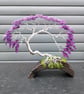 Handmade Amethyst Bonsai Wire Tree Sculpture – Purple Aluminium Art on Wood Base