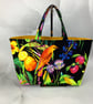 Birds tote bag, Tropical shopper, handmade in Sussex