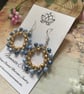 Beaded wire wrapped hoop blue and gold earrings, boho accessories, gift daughter - Image 4