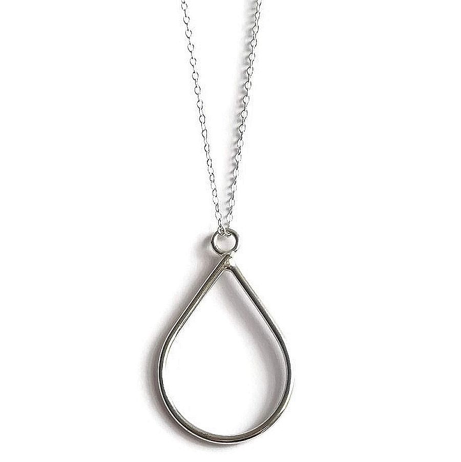 Pear shape sterling silver handmade pendant