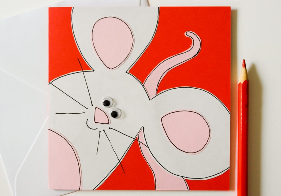 Cute Little Mouse Handmade Greeting Card