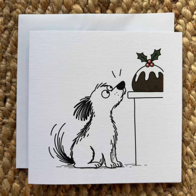 Funny Dog Christmas Card – Christmas Pudding Greeting Card for Dog Lovers