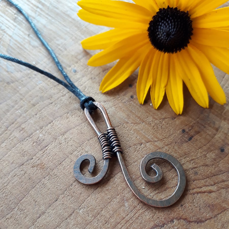 Viking Scroll Pendant, Copper Adjustable Necklaces, Jewellery for Men and Women
