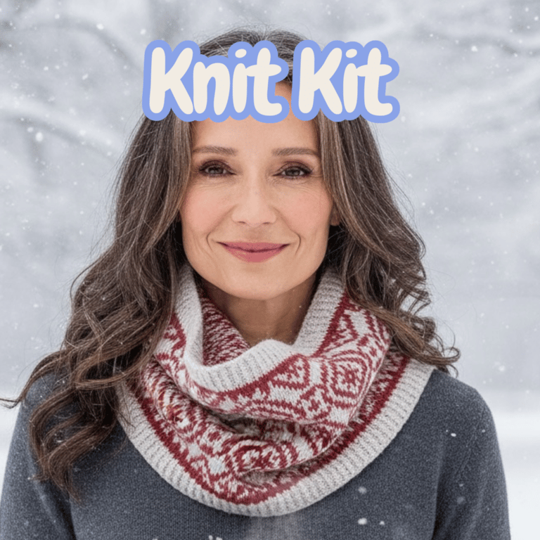 Medallion Cowl Knitting Kit - 100% wool and full instructions