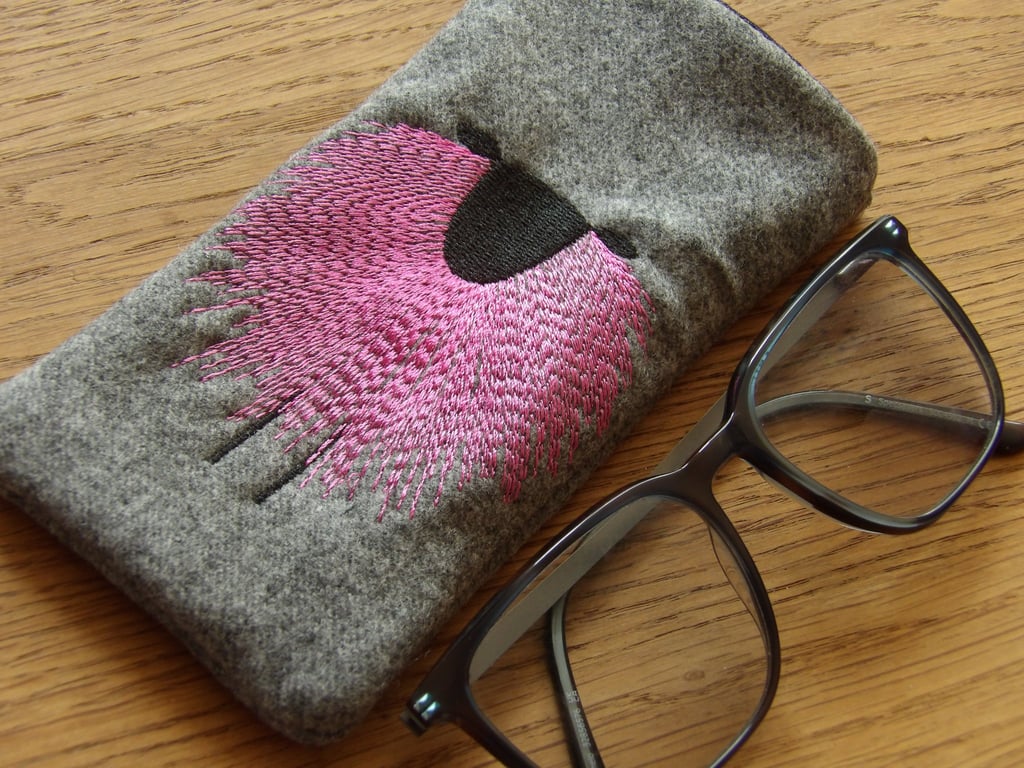 Lovely padded glasses pouch sheep embroidery design