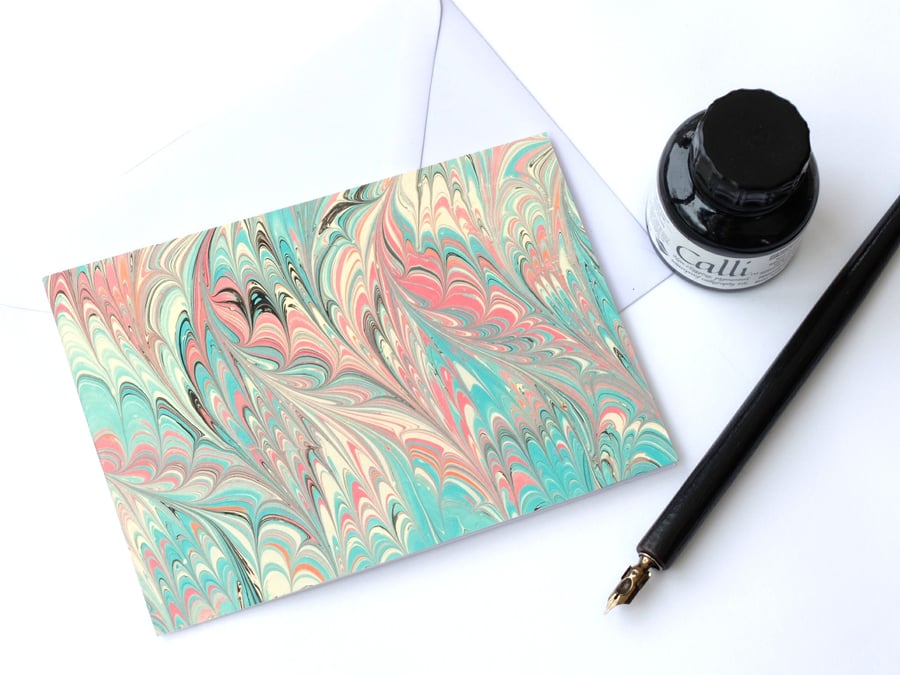 Waved gothic pattern marbled art greeting card