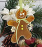 Fused Glass Gingerbread Person has Stitch Decoration & Lime Green Embellishments - Image 4