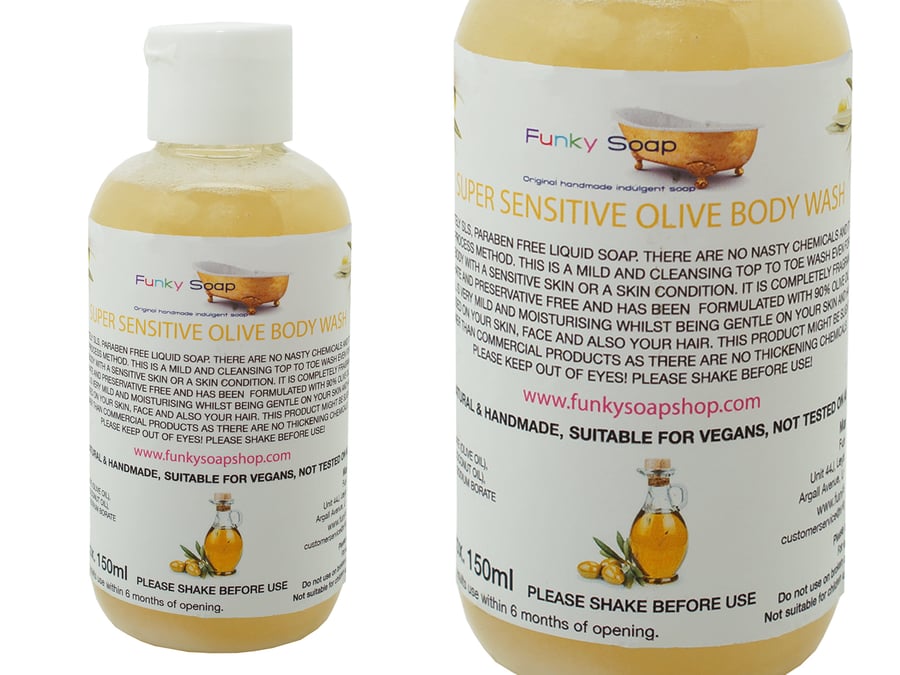 1bottle Super Sensitive Olive Body Wash, 100% Natural 150ml SLS & Fragrance Free