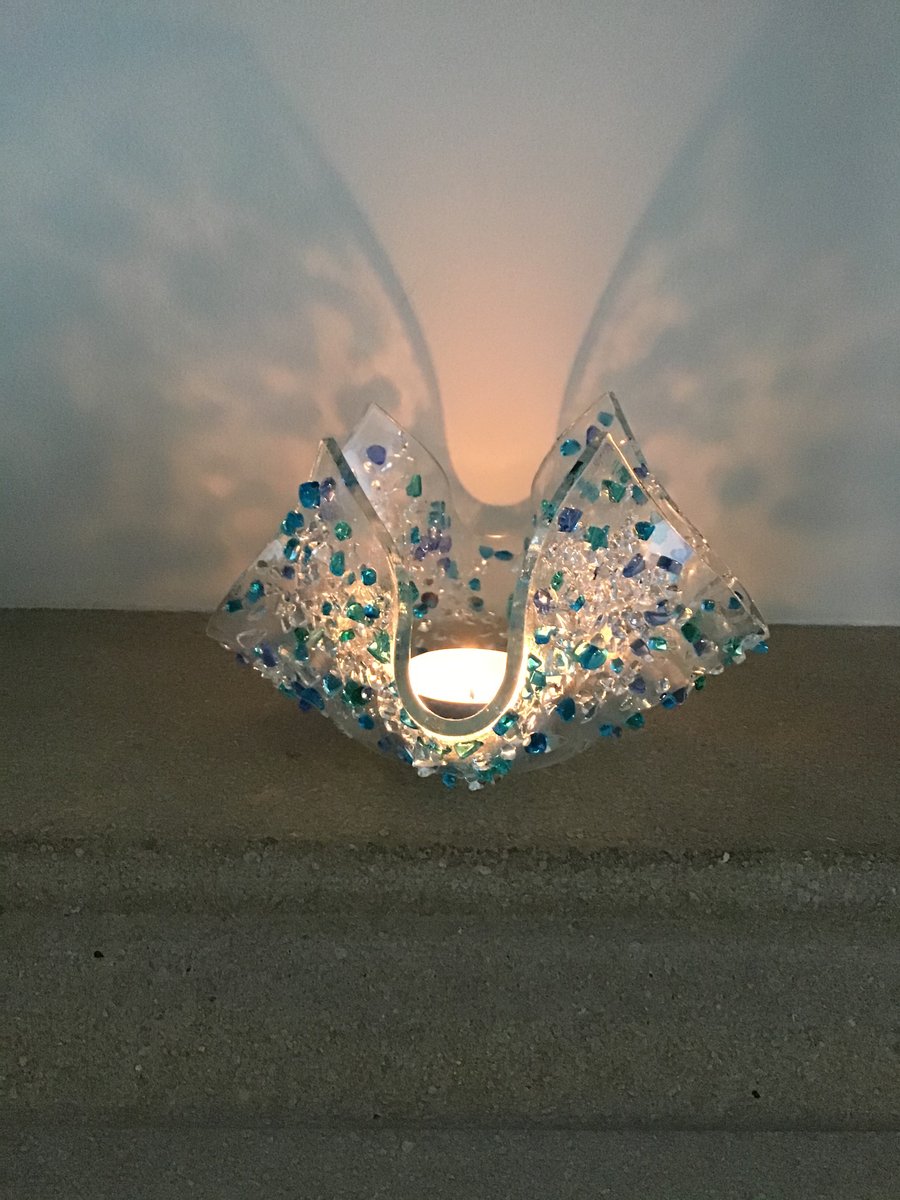 Fused glass candle crib 
