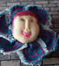 Flower Baby Brooch - Denim with Red Hair - Image 3