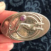 Greyhound Brooch, Silver Pewter with Amethyst, Art Deco Inspired