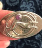 Greyhound Brooch, Silver Pewter with Amethyst, Art Deco Inspired