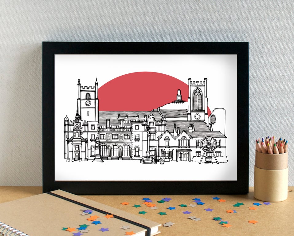 Newcastle-under-Lyme Skyline Art Print