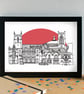 Newcastle-under-Lyme Skyline Art Print - Image 1