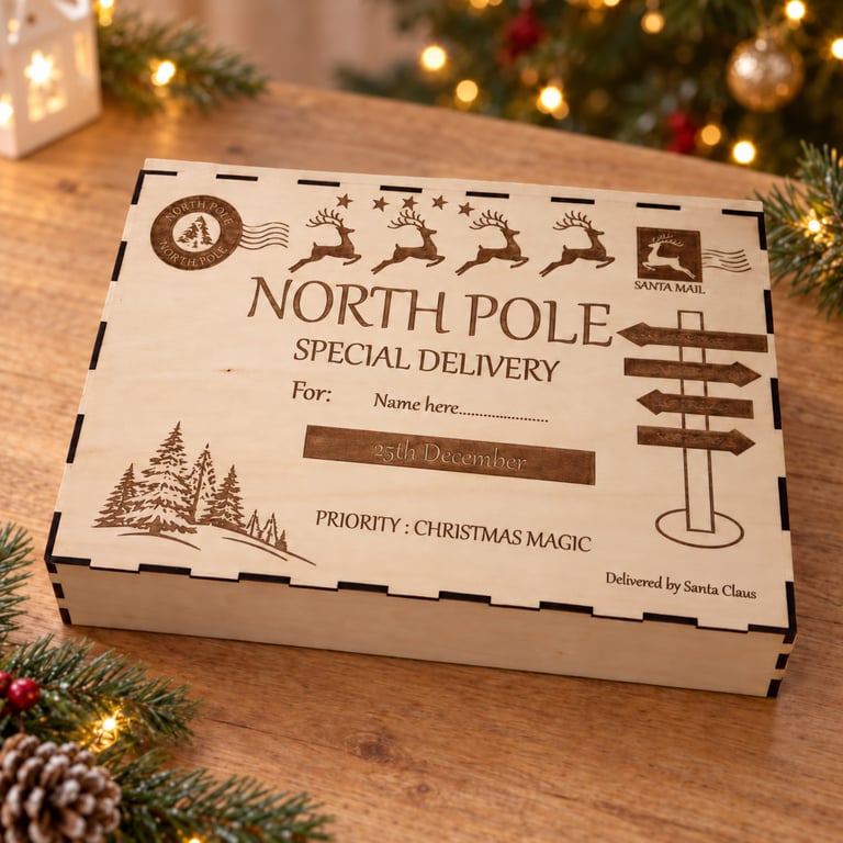 Personalised Wooden Christmas Eve Box – North Pole Delivery